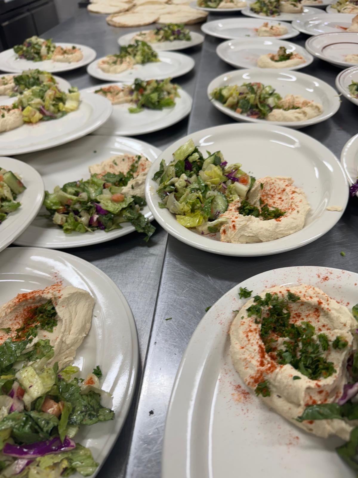 Hummus plates for a catering event