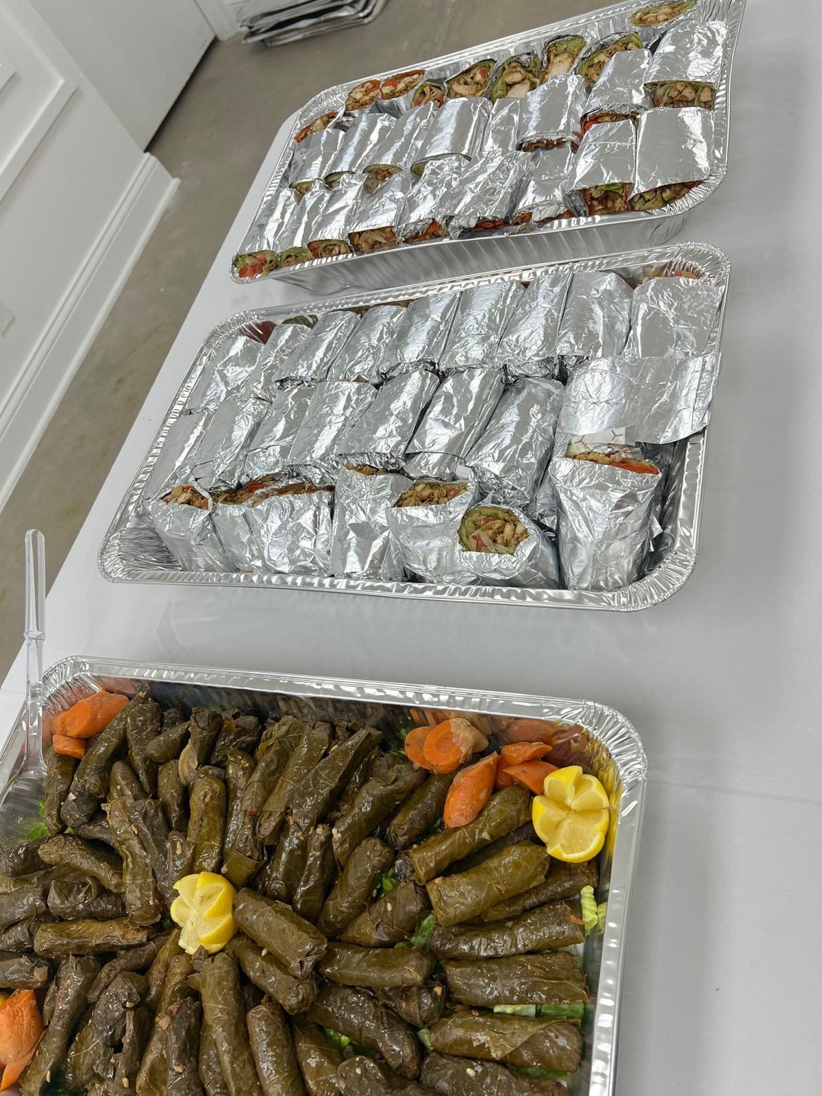 Grape leaves & shawarma trays